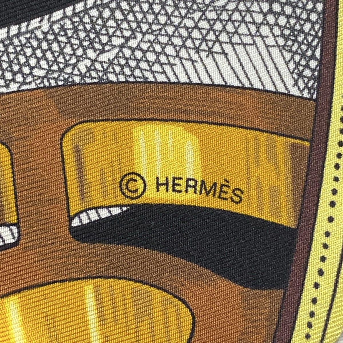 HERMES エルメス スカーフ マキシツイリー 黒 オレンジ マルチ リボンスカーフ Cavalcadour