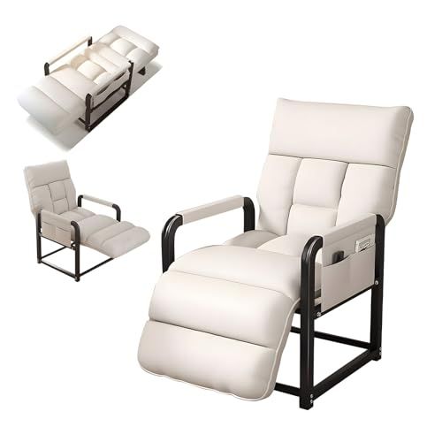 リクライニングチェア 5段階調節 リクライニングソファ 一人掛け 座椅子 折りたたみ リクライニングイス 人間工学 背もたれ 肘当て･フットレスト 収納ポケット付 椅子 寝れる椅 耐荷重180 kg コンパクト 昼休み 一人暮らし 家庭用 仮眠用 来客用 m