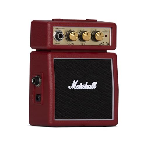 Marshall ミニアンプ レッド MS 2 R 電池 アダプター両対応 ヘッドホンジャック装備 m