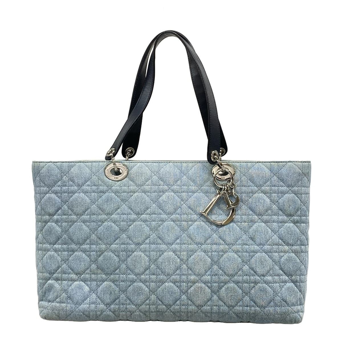 DIOR ChristianDior ディオール クリスチャンディオール トートバッグ カナージュステッチ ライトブルー ネイビー レザー