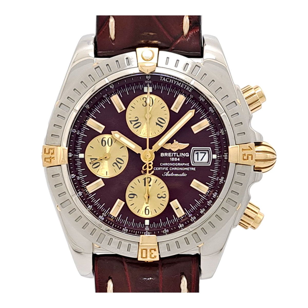 ブライトリング クロノマットエボリューション ボルドーダイヤル B13356 自動巻き ステンレススティール イエローゴールド メンズ BREITLING 時計
