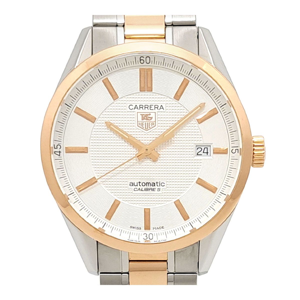 タグホイヤー カレラ キャリバー5 Overhauled WV 215 E BD 0735 自動巻き ステンレススティール ピンクゴールド メンズ TAG HEUER 時計