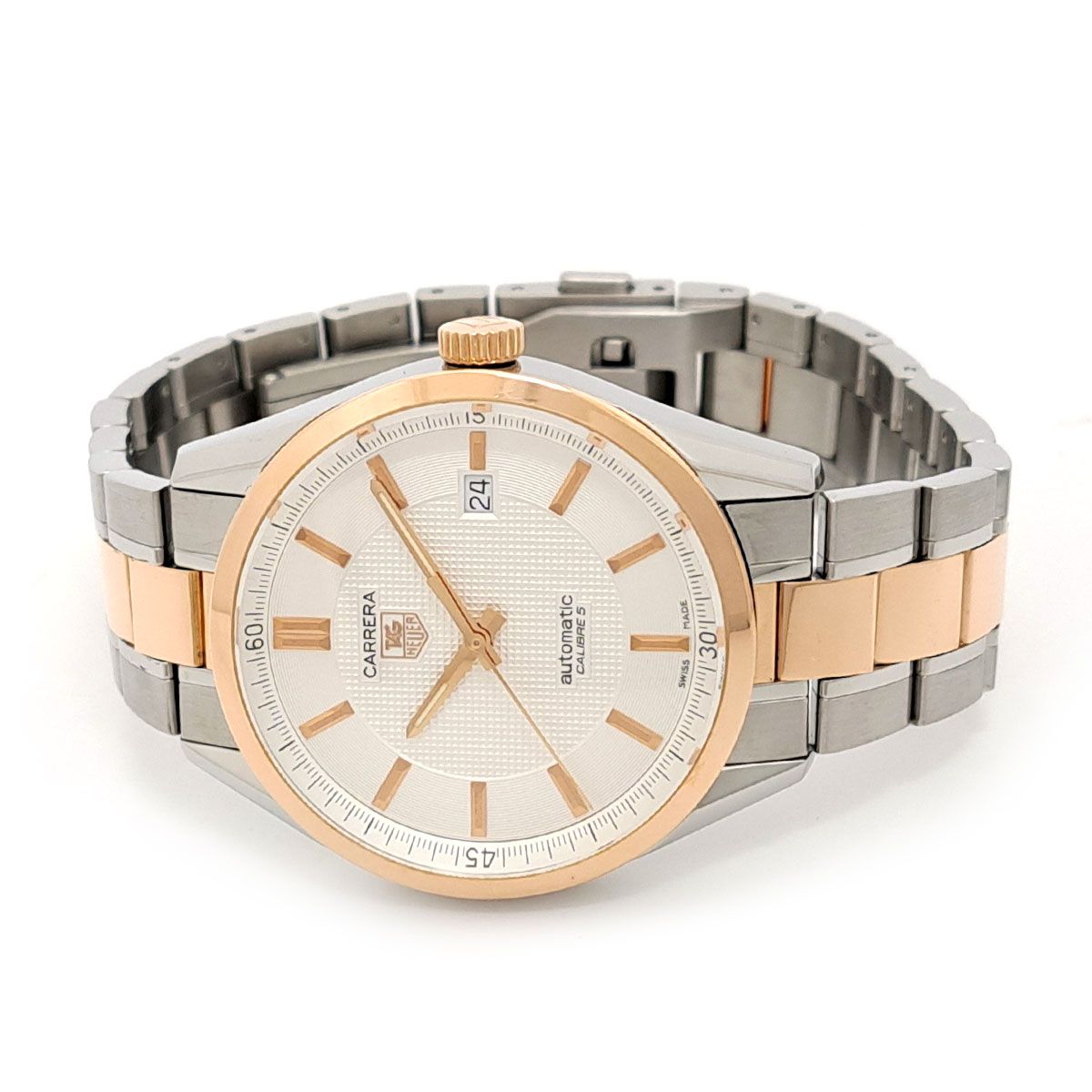タグホイヤー カレラ キャリバー5 Overhauled WV 215 E BD 0735 自動巻き ステンレススティール ピンクゴールド メンズ TAG HEUER 時計