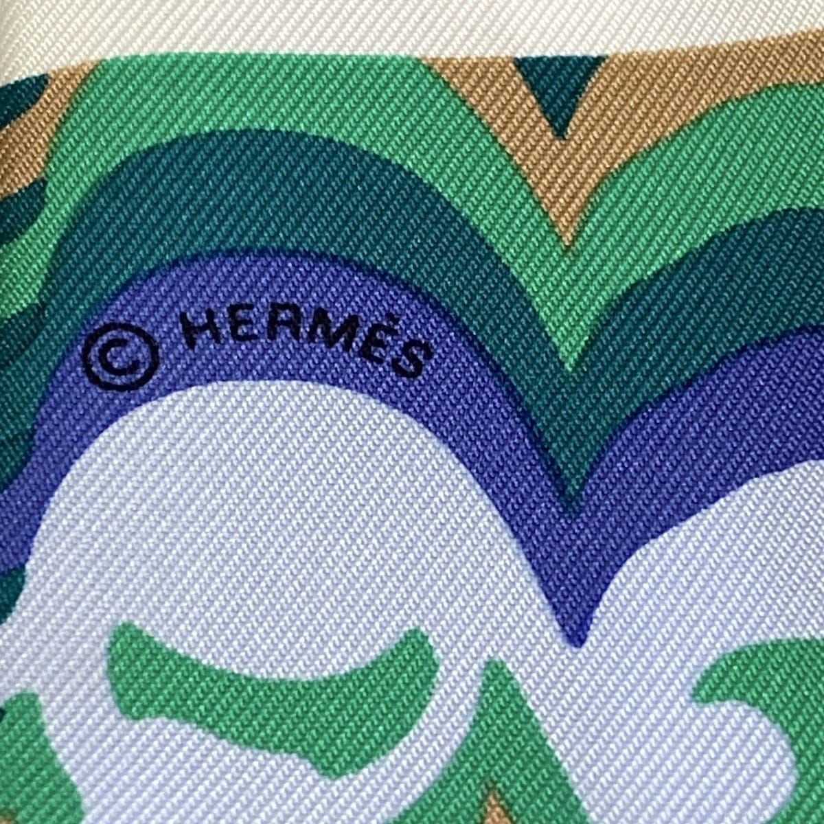 HERMES エルメス スカーフ ツイリー ライトブルー ブルーグリーン マルチ リボンスカーフ BRIDES de GALA