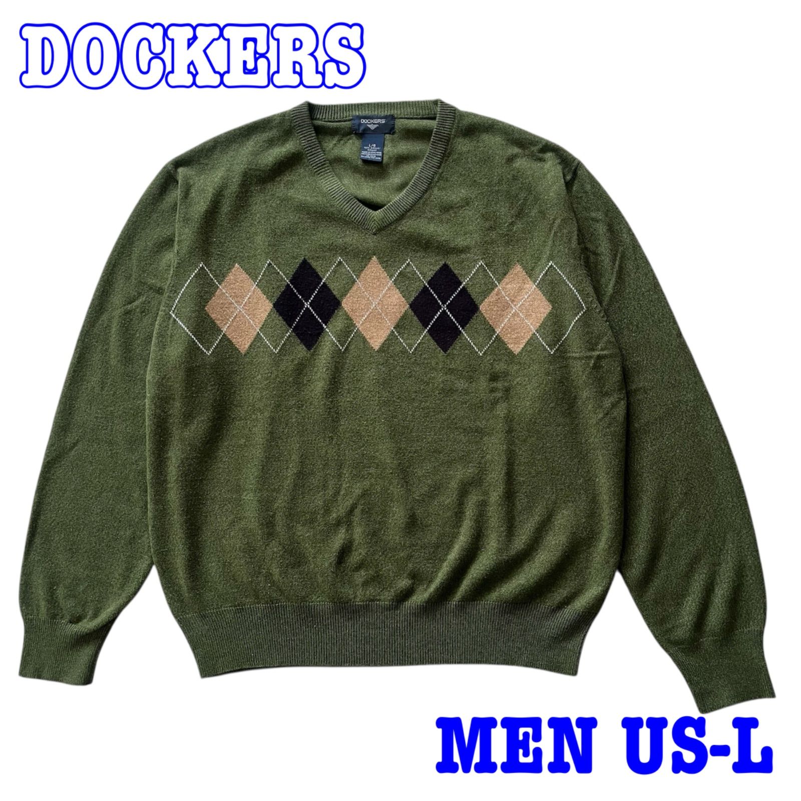 DOCKERS ドッカーズ 長袖 Vネック ダイヤ柄/アーガイル ニットセーター 