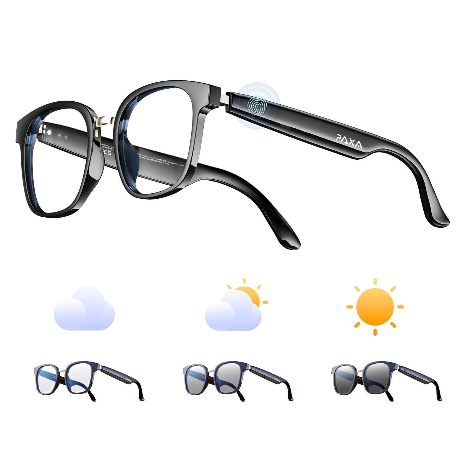 在庫 オーディオグラス スマートグラス サングラス ヘッドフォン スピーカーグラス Bluetoothヘッドフォン ワイヤレスヘッドフォン Bluetooth ウーファー付き オーディオサングラス 通話 音楽再生 黒いフレーム S 7 PRO PAXA