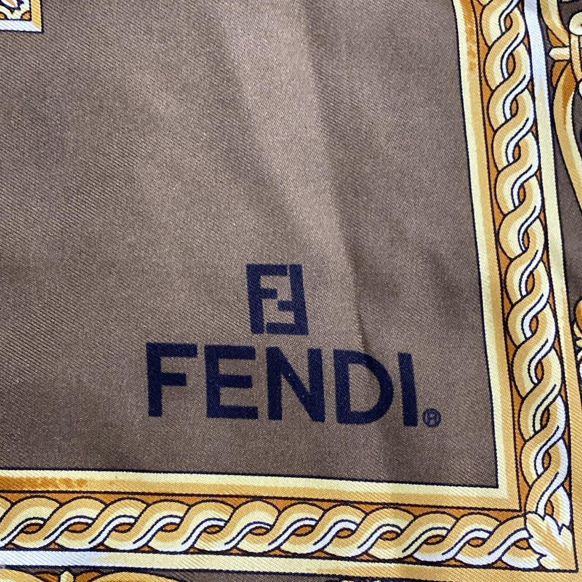 FENDI フェンディ スカーフ ダークブラウン 黒 マルチ