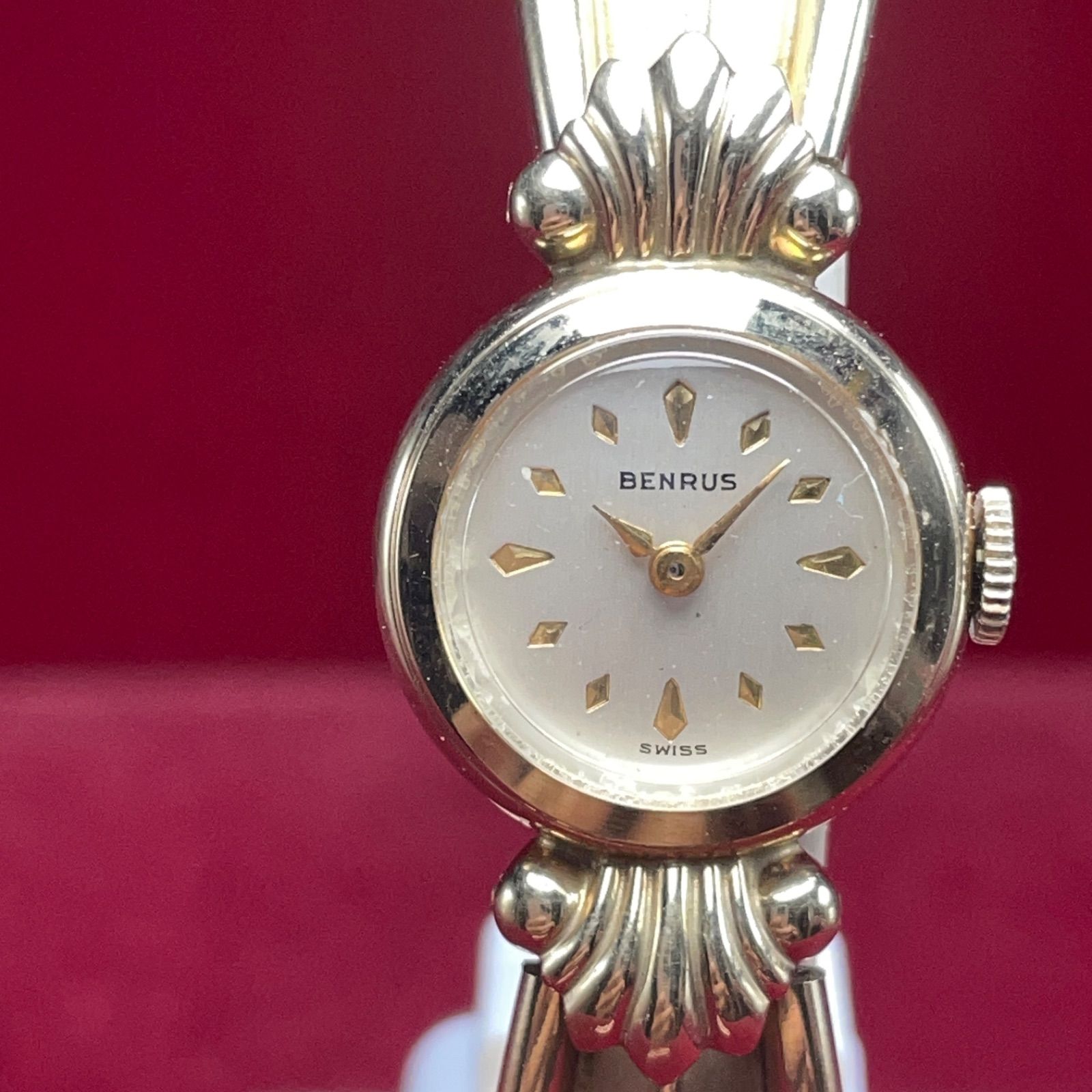 10 KGF ♥ 1950年代製 BENRUS ベンラス 手巻 ブレスレット ヴィンテージ アンティーク 腕時計 稼働品