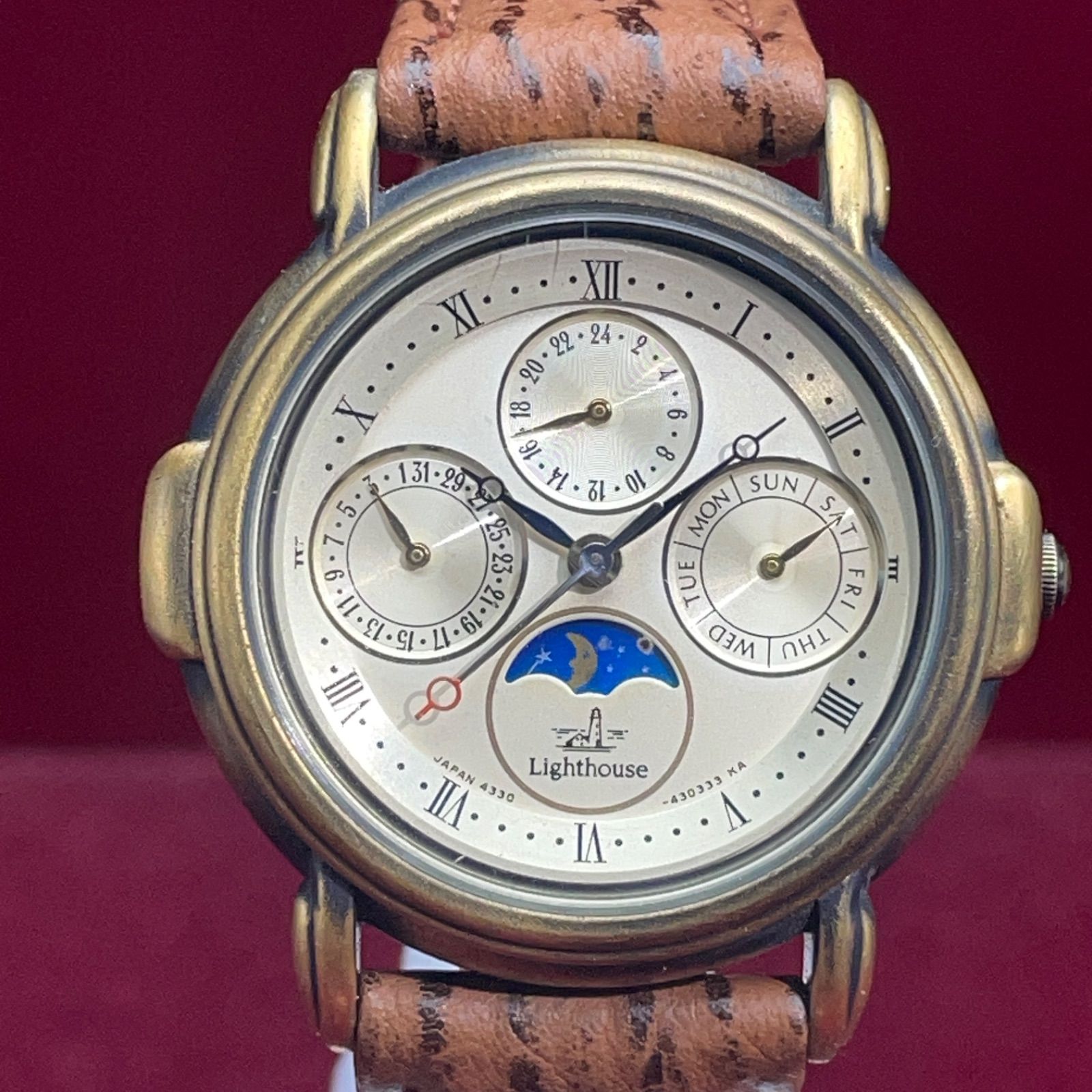 80 s CITIZEN Lighthouse ムーンフェイズ QZ 日本製 クォーツ ヴィンテージ アンティーク シチズン 稼働 電池交換済 腕時計