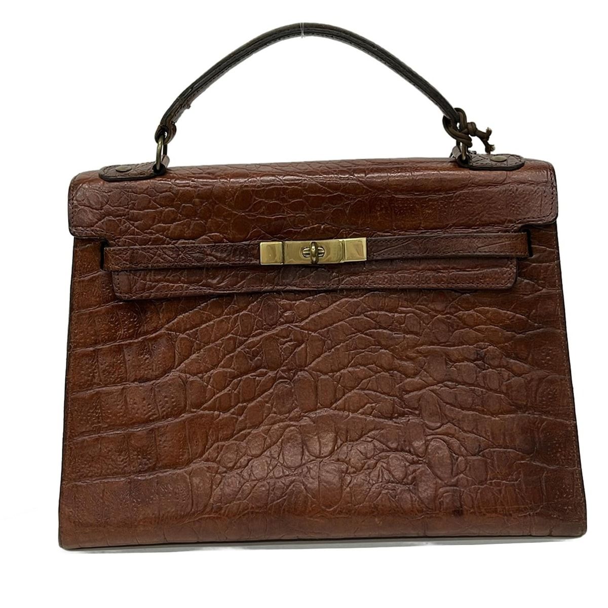 MULBERRY マルベリー ハンドバッグ ブラウン 型押し加工 レザー