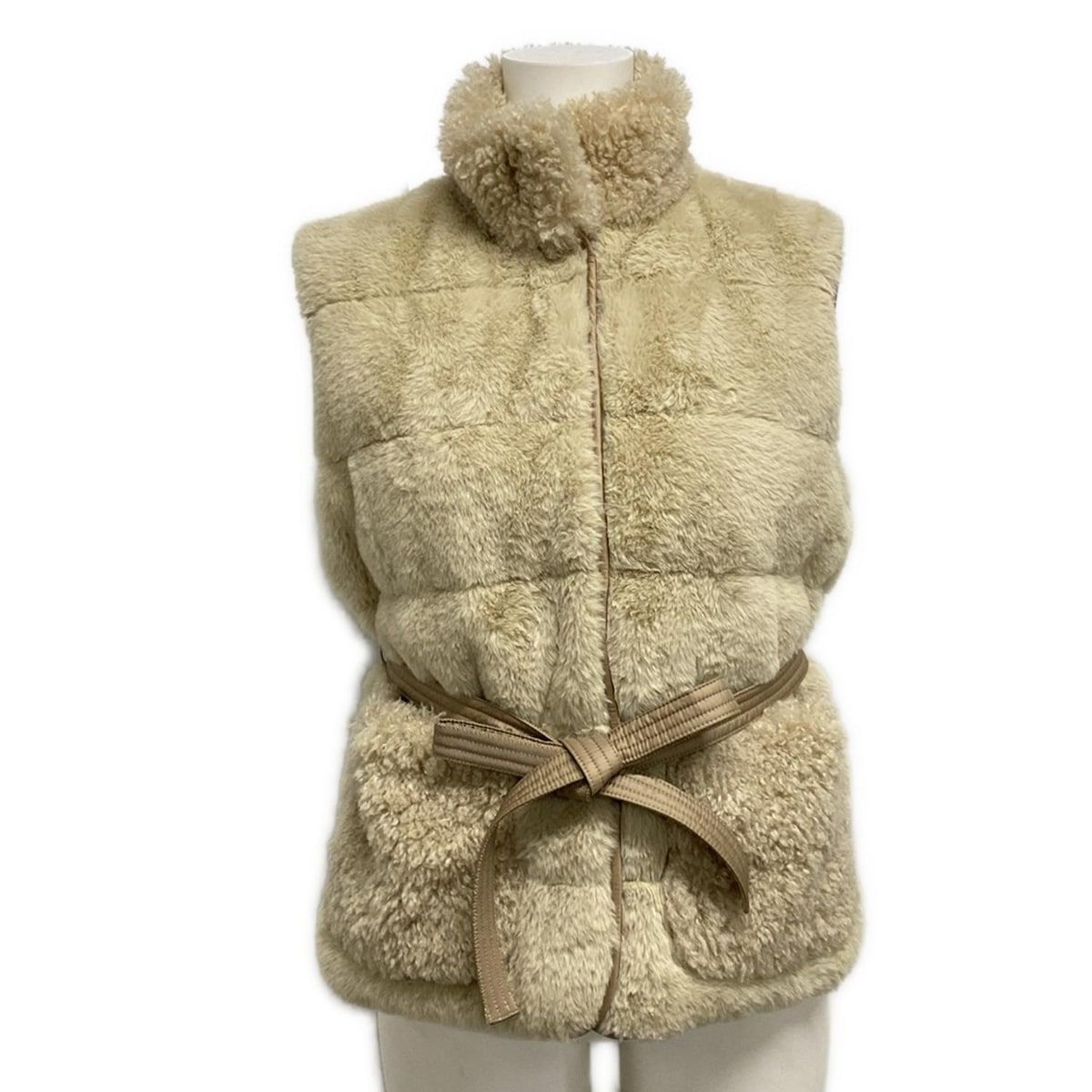 MONCLER モンクレール ダウンベスト サイズ0 XS レディース JOUI ベージュ フェイクファー|秋|冬 ダウン