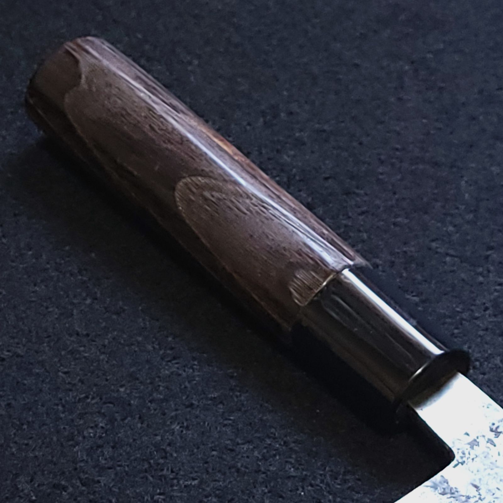 白紙2号 黒打 切付（万能）包丁 180㎜ G1519 焼栗柄 月光作 白紙2号 黒打 切付（万能）包丁 180㎜ G1519 焼栗柄 月光作