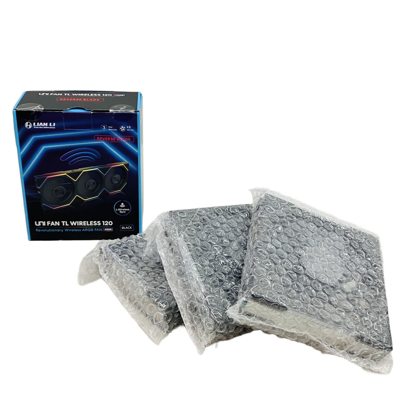 Lian LI UNI FAN TL Wireless ARGB BK 120 リバースブレード トリプルパック ワイヤレスコントローラー付属 リアンリー 開封済 ♥