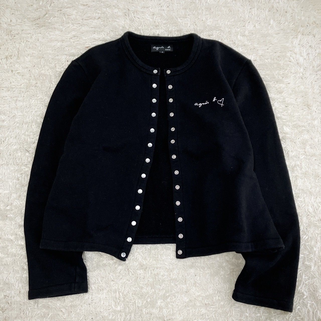 美品！agnes.b アニエスベー プレッションカーディガン ハートロゴ 
