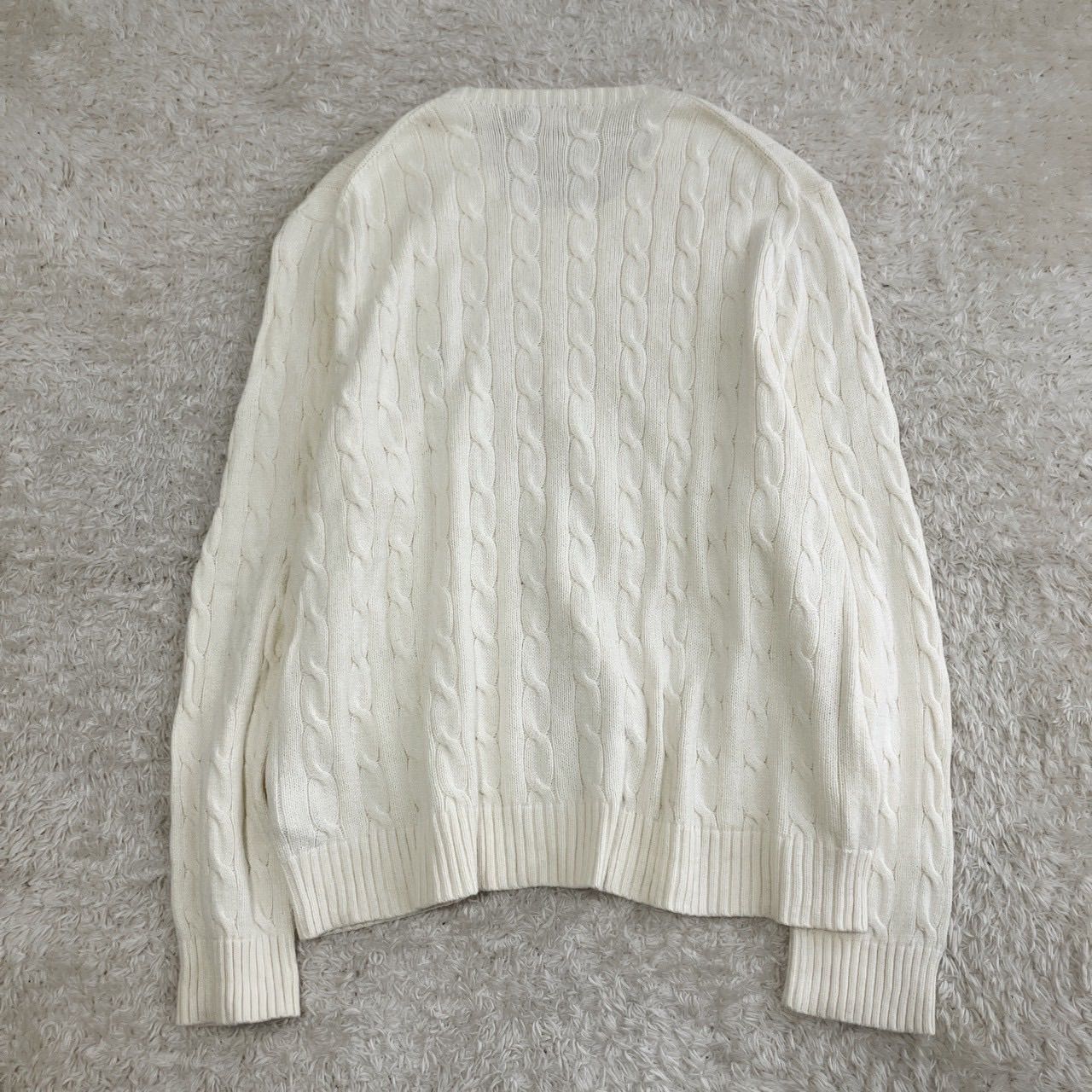 極美品 ポロラルフローレン ケーブルニットセーター カシミヤ 刺繍 QR 白 S 極美品 ポロラルフローレン ケーブルニットセーター カシミヤ 刺繍 QR 白 S