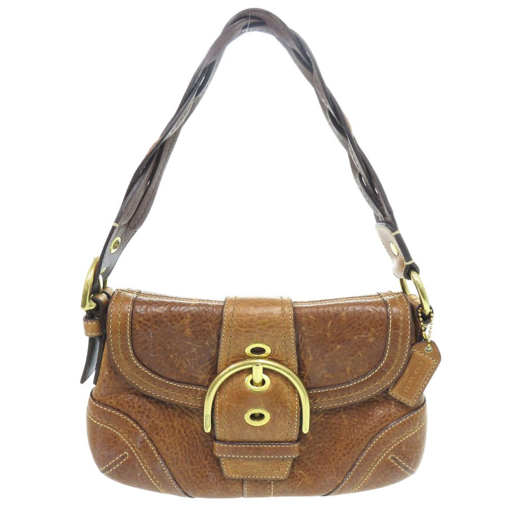コーチ ソーホー ブレイデッドレザースモール フラップバッグ 10317 カーフレザー ブラウン ハンドバッグ 0872 COACH