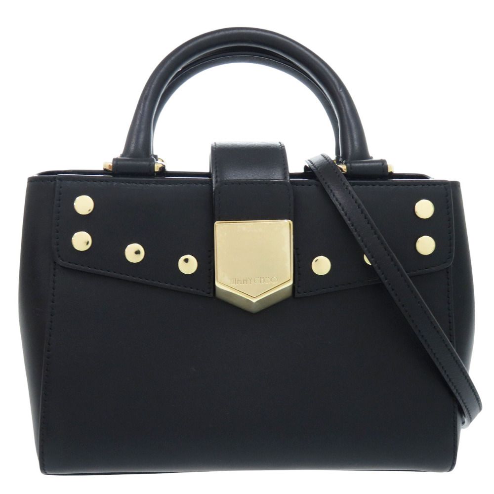 ジミーチュウ ロケット スタッズ 2 WAY レザー ブラック ハンドバッグ ショルダーバッグ 1873 JIMMY CHOO