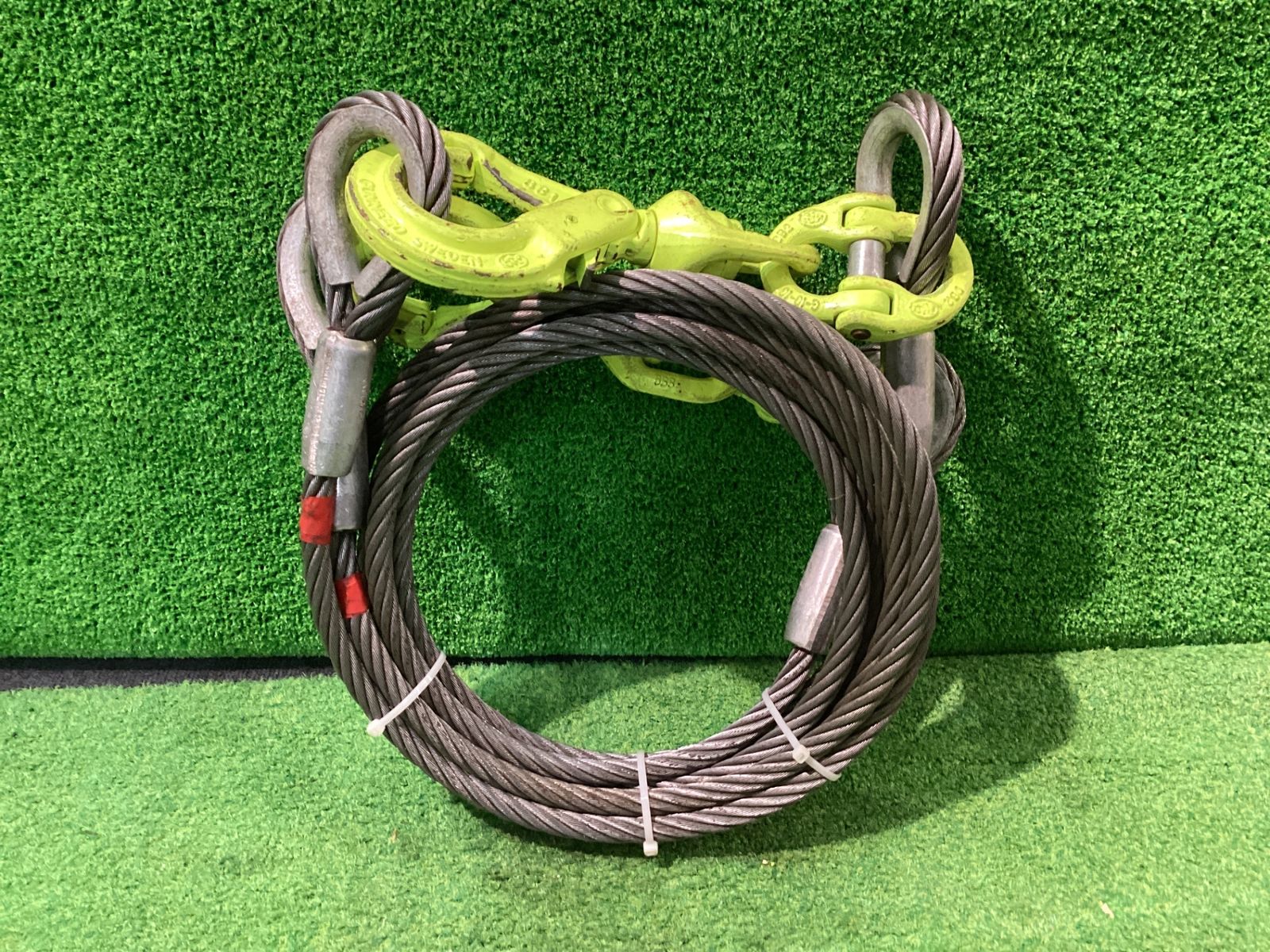 ワイヤーロープ2本セット フック LBK 7 8 10 カップリング G ワイヤー 5 t 12㎜ 3 m シ 208