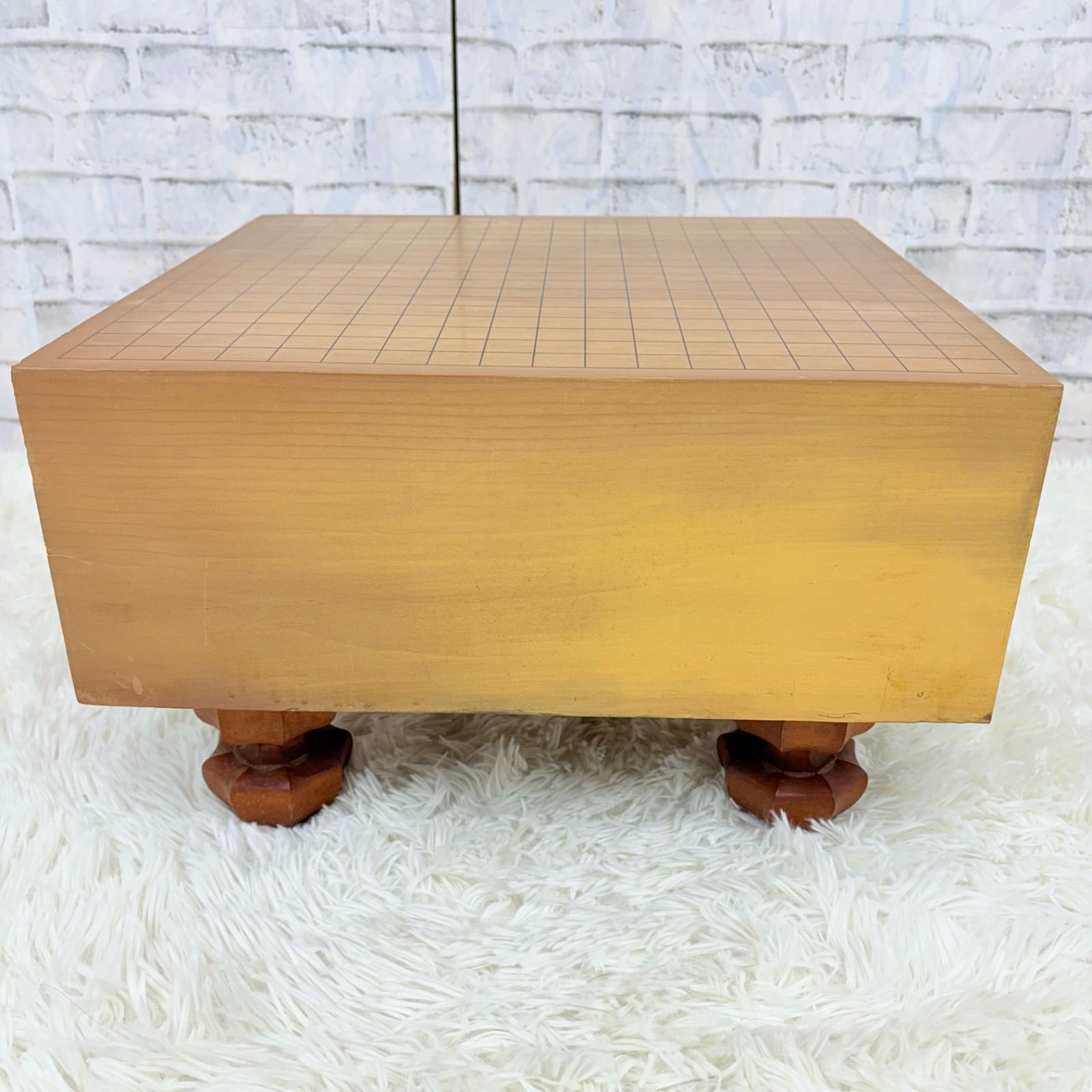 柾目 一枚板 碁盤 厚20.5cm 脚付き へそ付き 蓋付き 柾目 一