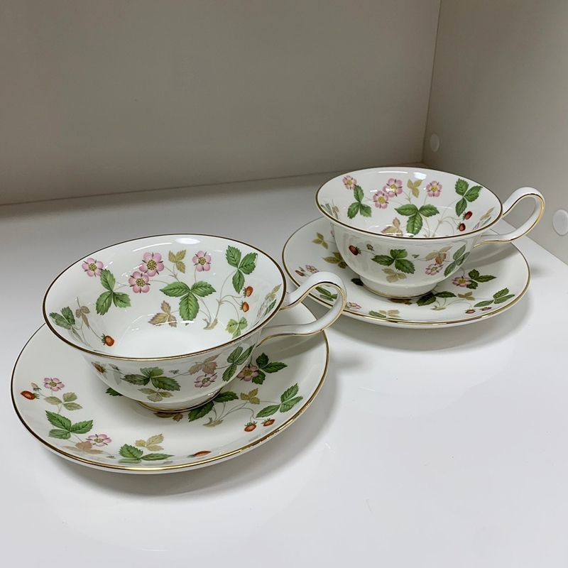 ウェッジウッド ワイルド ストロベリー カップ ソーサー C S 2客セット ピオニー 金彩 ボーンチャイナ 洋食器 イチゴ 紅茶 RU 0109 11