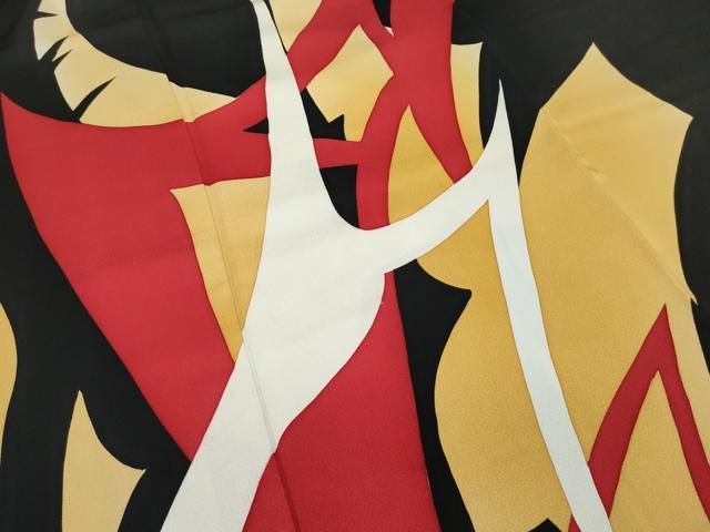 草花シルエット 黒地