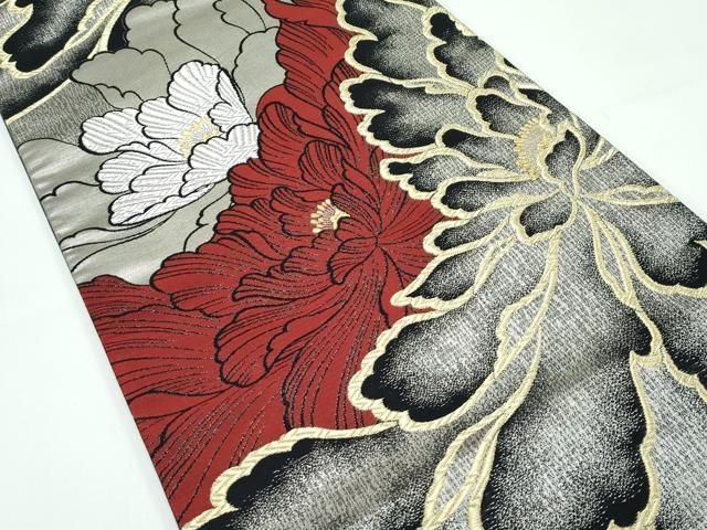 ● 上 西陣 京洛苑たはら謹製 六通柄袋帯 乱菊 金銀糸 s 6