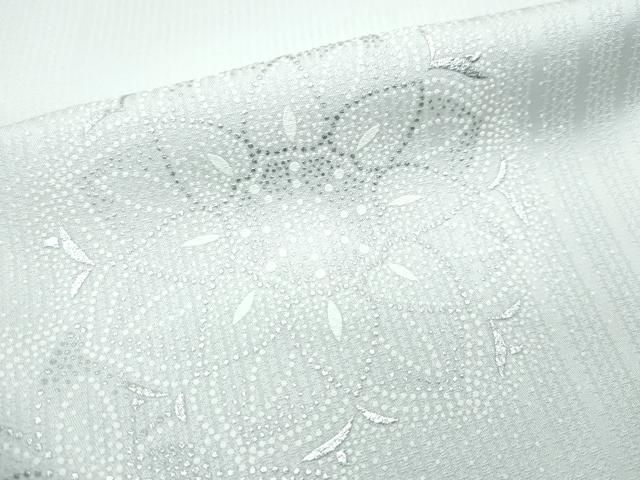  ● 上 小紋 正倉院花文 銀彩 Peria e Argento 藍白色地 反端付き ♥ s 6 小紋 着物