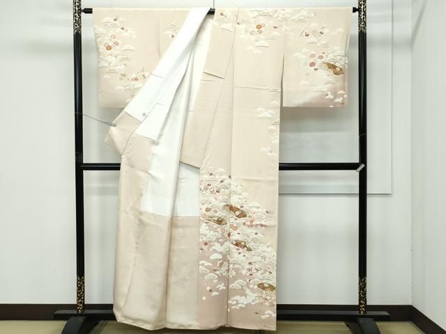 平和屋本店■極上　訪問着・長襦袢(袷)セット　刺繍　本藍　孔雀羽文　金銀糸　逸品　未使用　DZAA6683kh5 平和屋本店○極上 訪問着・長襦袢セット 駒刺繍 松竹梅文箱花文 暈し