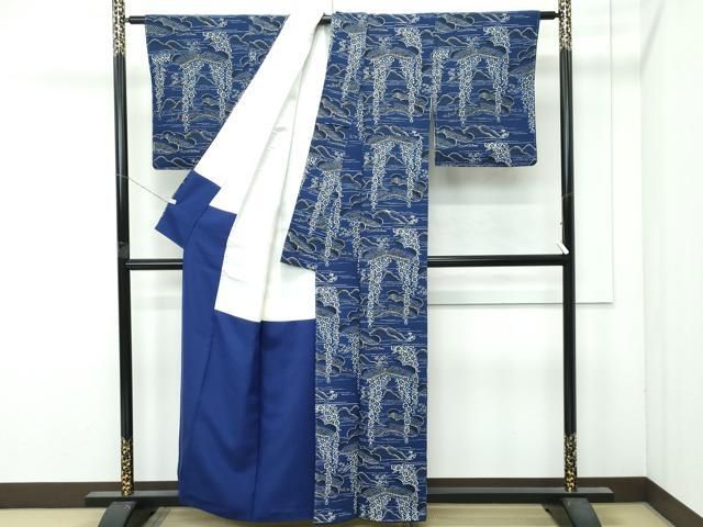 ● 上 浦野理一 型染 付下げ小紋 遠山花松文 鬼しぼ縮緬 ♥ s 6