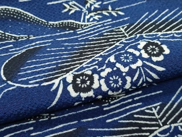 平和屋本店○極上 浦野理一 型染 付下げ小紋 遠山花松文 鬼しぼ縮緬