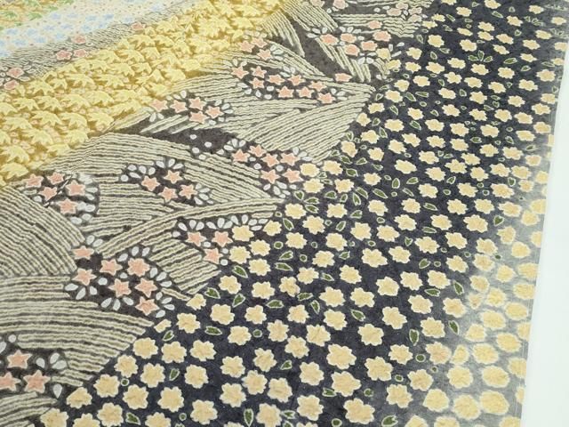 草花文 銀通し地