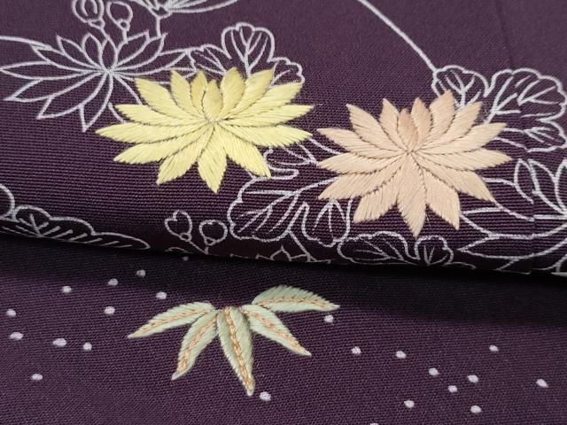平和屋本店＃極上　創業460年・千總　羽織　刺繍　御所解文　似せ紫色地　羽織紐付き　逸品　CZAA4893s6 平和屋本店＃極上 創業460年・千總 羽織 刺繍 御所解文 似せ紫色地