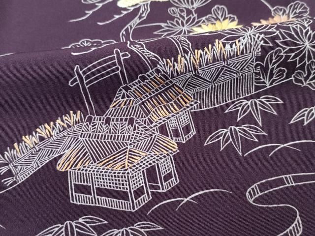 平和屋本店∞極上 創業460年・千總 羽織 刺繍 御所解文 似せ紫色地