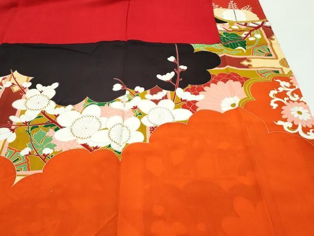 平和屋本店○極上 アンティーク 大正ロマン 振袖 駒刺繍 中国三大刺繍