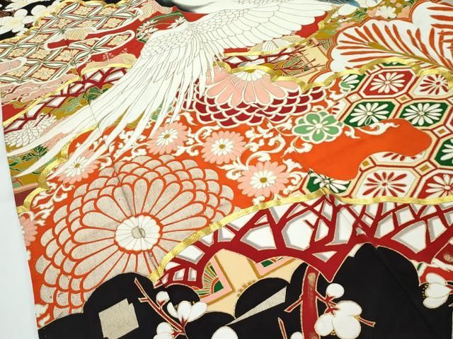 平和屋本店○極上 アンティーク 大正ロマン 振袖 駒刺繍 中国三大刺繍