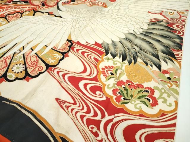 平和屋本店○極上 アンティーク 大正ロマン 振袖 駒刺繍 正倉院飛鶴花