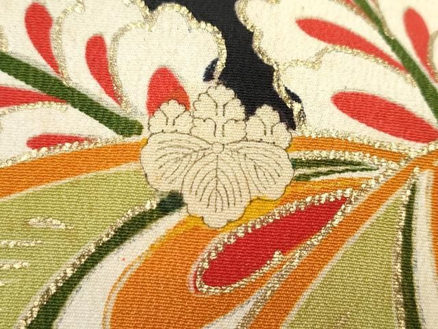 平和屋本店○極上 アンティーク 大正ロマン 振袖 駒刺繍 正倉院飛鶴花