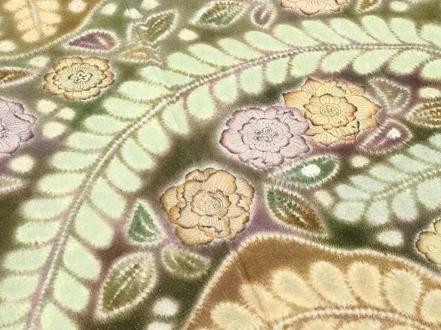 平和屋本店●極上　樋熊哲也　訪問着　辻が花　絞り　手描き　暈し染め　金通し地　鬼しぼ縮緬　逸品　未使用　CZAA5058s6 平和屋本店○極上 樋熊哲也 訪問着 辻が花 絞り 手描き 暈し染め 金
