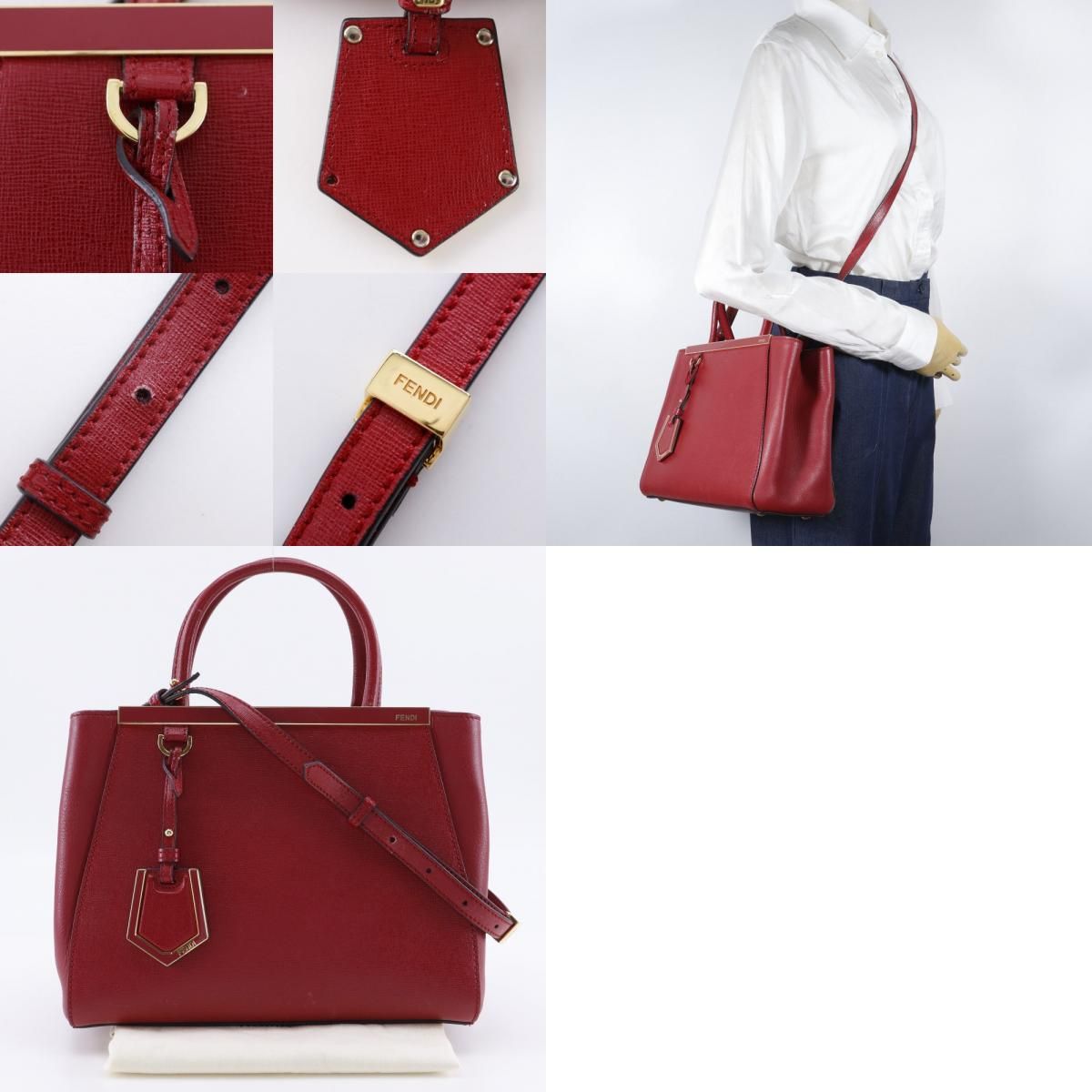 FENDI 赤 レザー ハンドバッグ