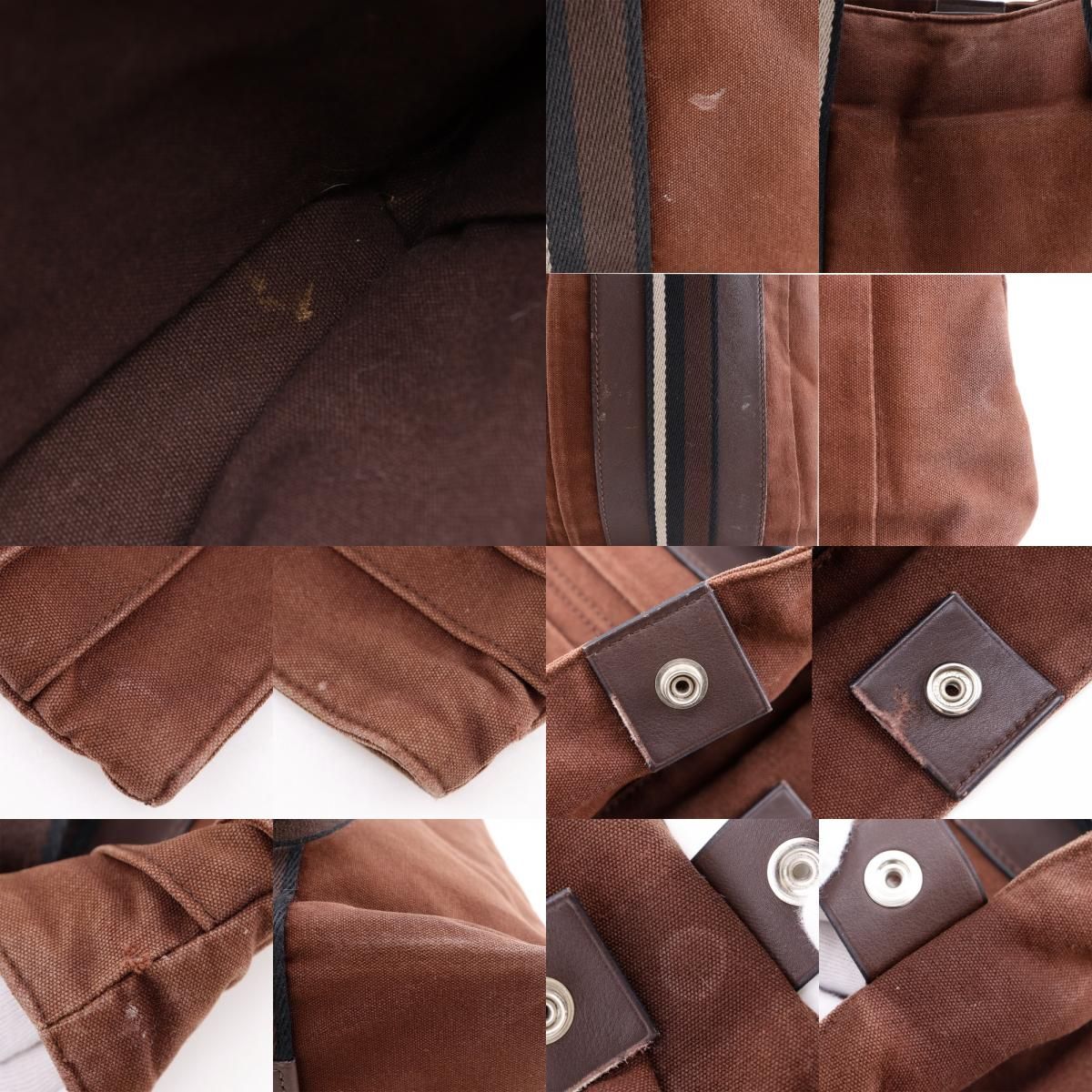 HERMES】エルメス トロカホリゾンタルMM コットンキャンバス 茶 ユニ