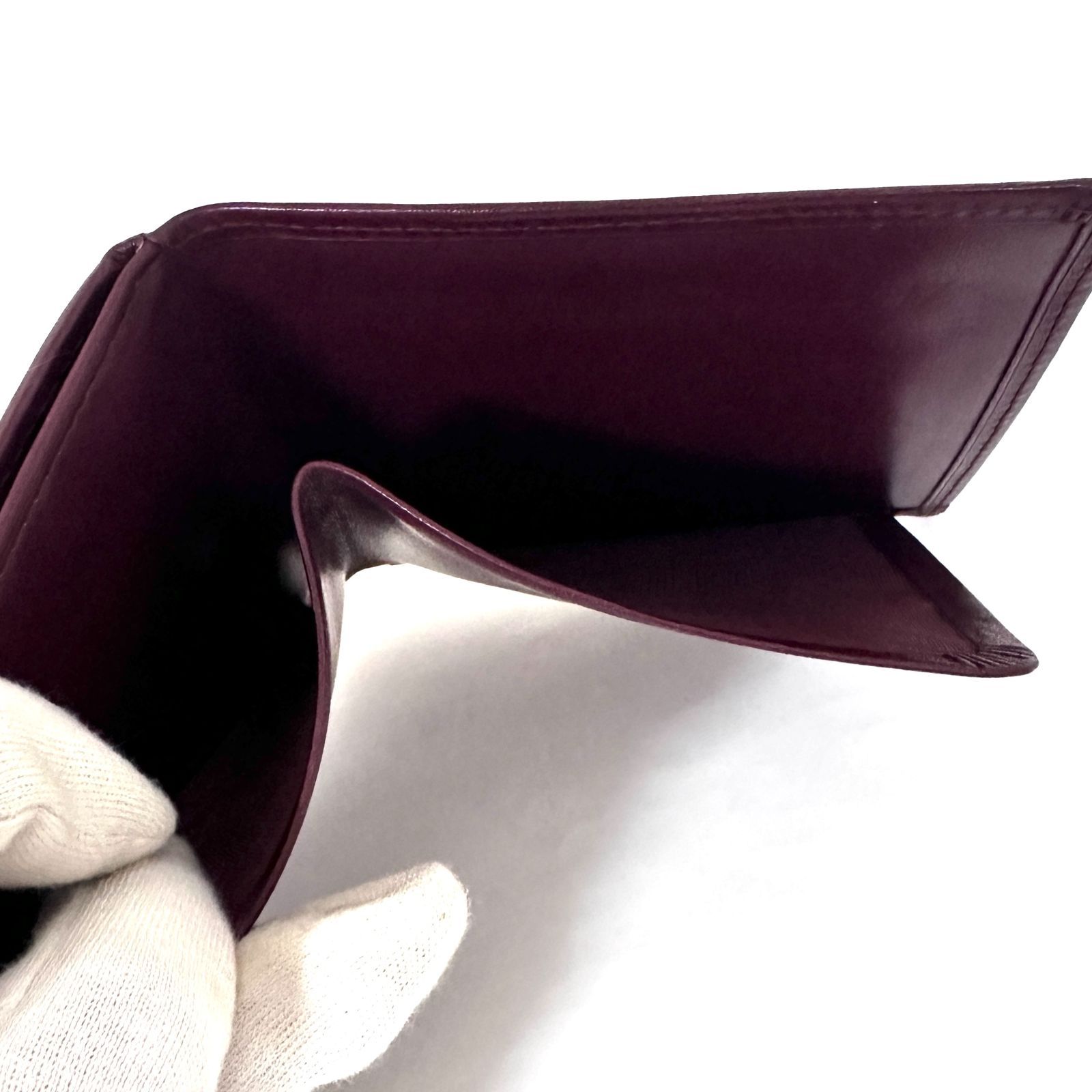  SD 3109 Cartier カルティエ マストライン ボルドー レザー 二つ折り財布 コンパクトウォレット 札入れ 小銭入れ 二つ折り財布 折り財布