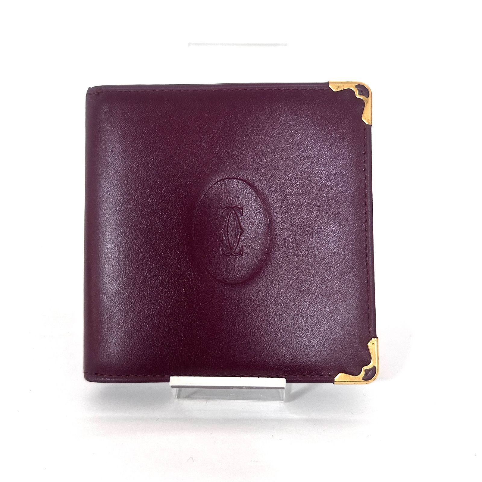 SD 3109 Cartier カルティエ マストライン ボルドー レザー 二つ折り財布 コンパクトウォレット 札入れ 小銭入れ