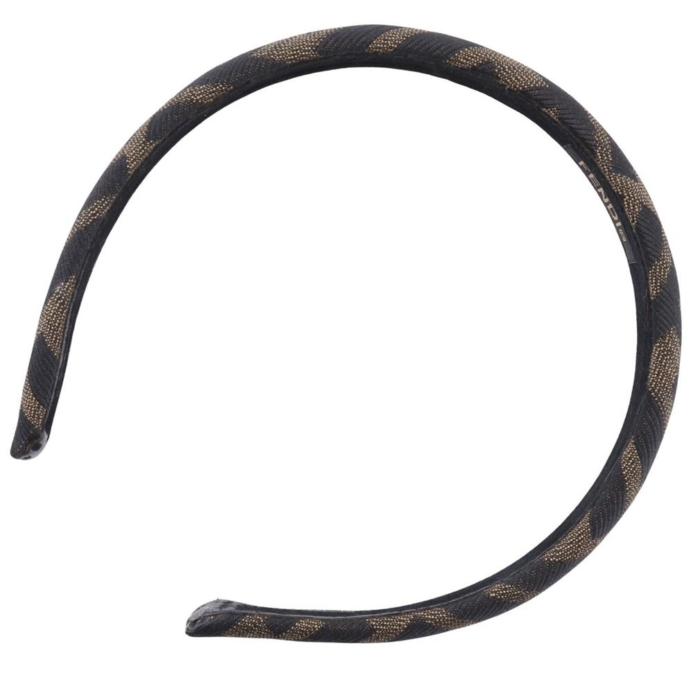 FENDI】フェンディ カチューシャ ズッカ ナイロンキャンバス 茶