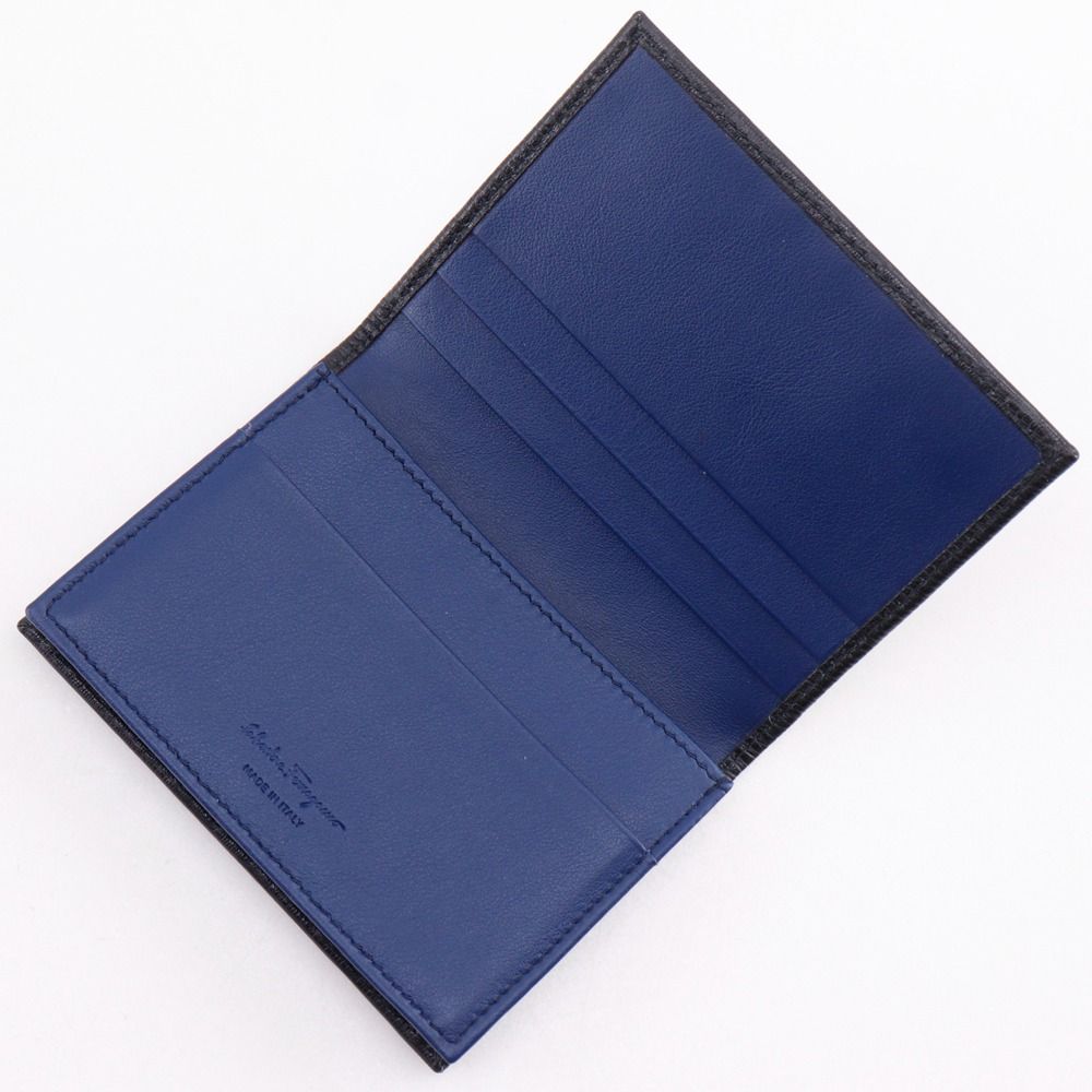 Salvatore Ferragamo サルヴァトーレフェラガモ ガンチーニ カードケース IY-66A062 カーフ 黒/紺 Salvatore Ferragamo】サルヴァトーレフェラガモ ガンチーニ カード