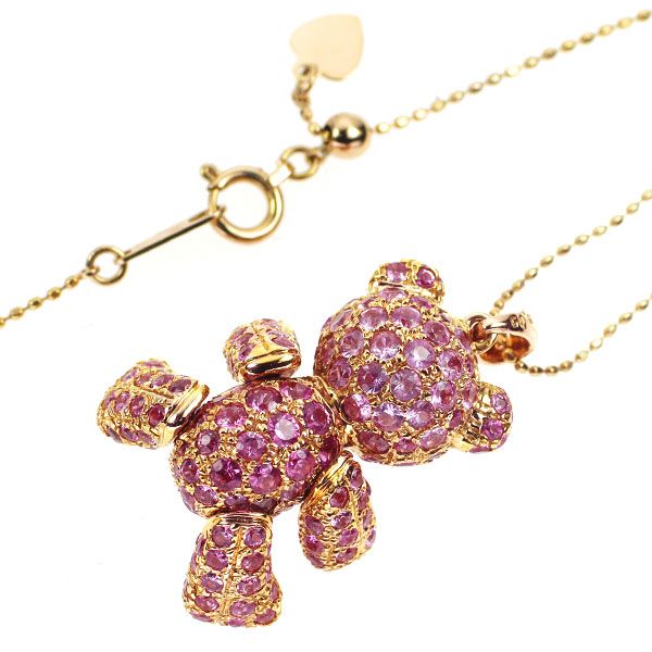 IKEDA Beau ピンクサファイア ネックレス テディベア K18PG/WG ピンク サファイア ペンダントネックレス 5.05ct クマ
