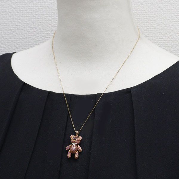 K18PG/WG ピンク サファイア ペンダントネックレス 5.05ct クマ