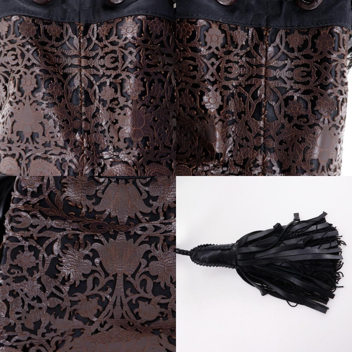 BOTTEGAVENETA】ボッテガヴェネタ 巾着 パンチングレザー フリンジ