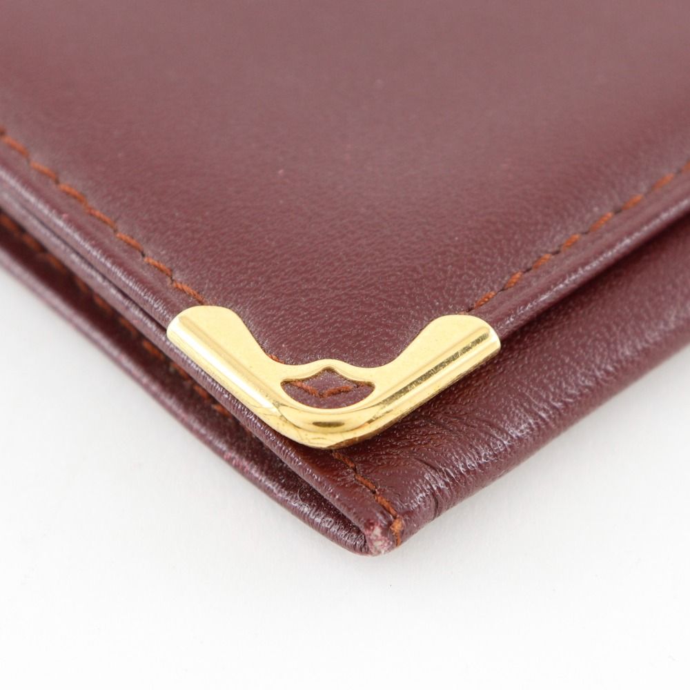カルティエ マストライン 名刺入れ カードケース パスケース レザー ボルドー Cartier - カルティエ マストライン カードケース パスケース レザー