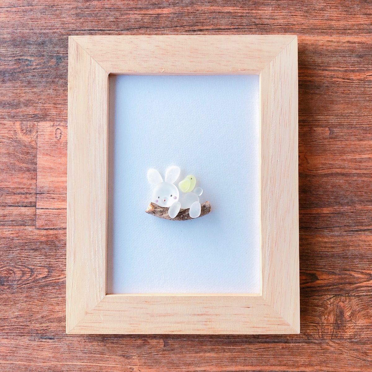 シーグラスアート6 ＊うさぎと小鳥＊ - メルカリ