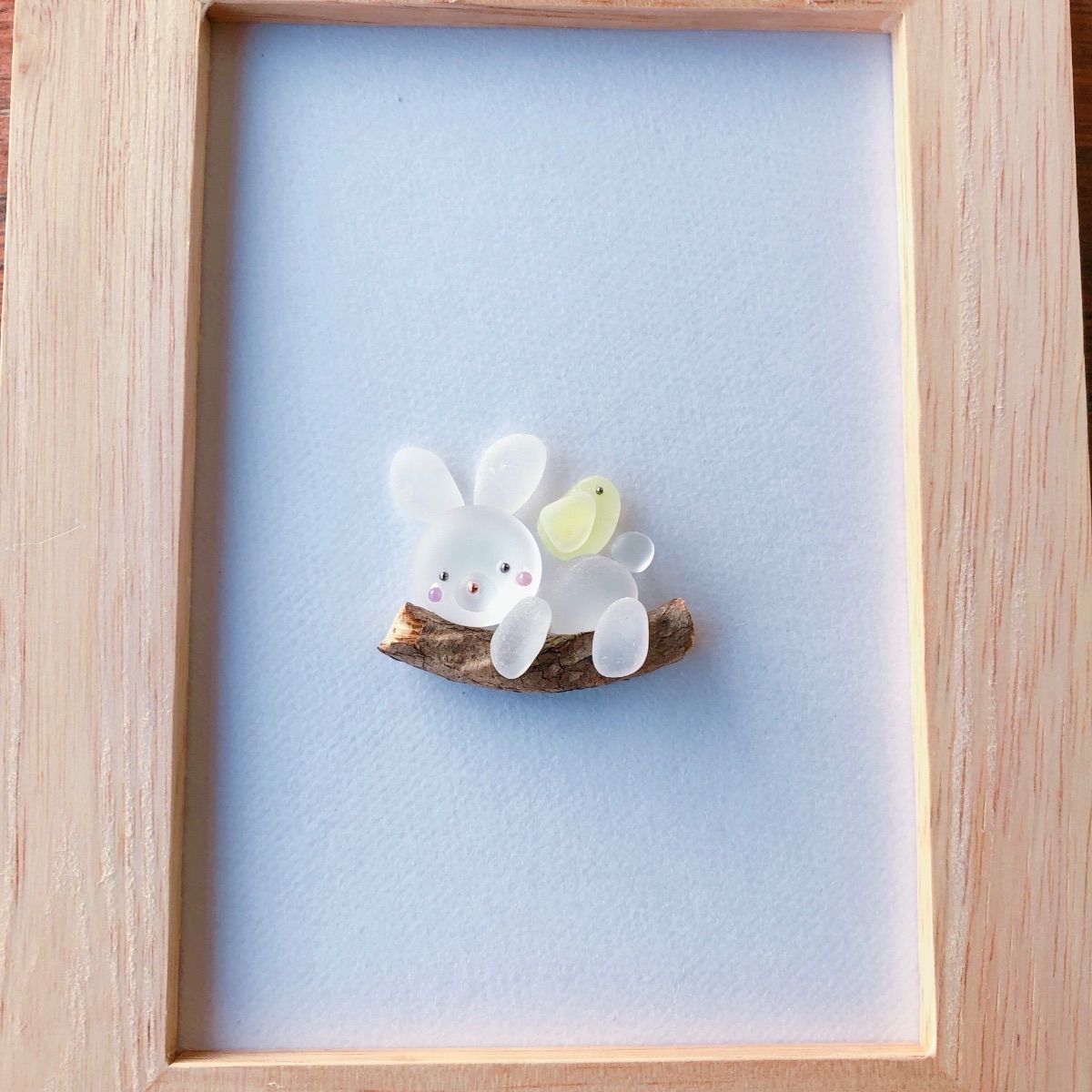 シーグラスアート6 ＊うさぎと小鳥＊ - メルカリ